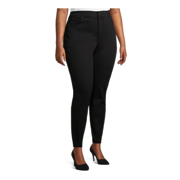 Terra & Sky Women's Plus Size Skinny Jeans High Rise Black - Picture 6 of 6
